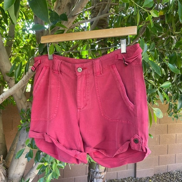 Da-Nang Shorts Womens Medium Red High Rise Silk Retro Boho Casual Summer - Picture 1 of 7